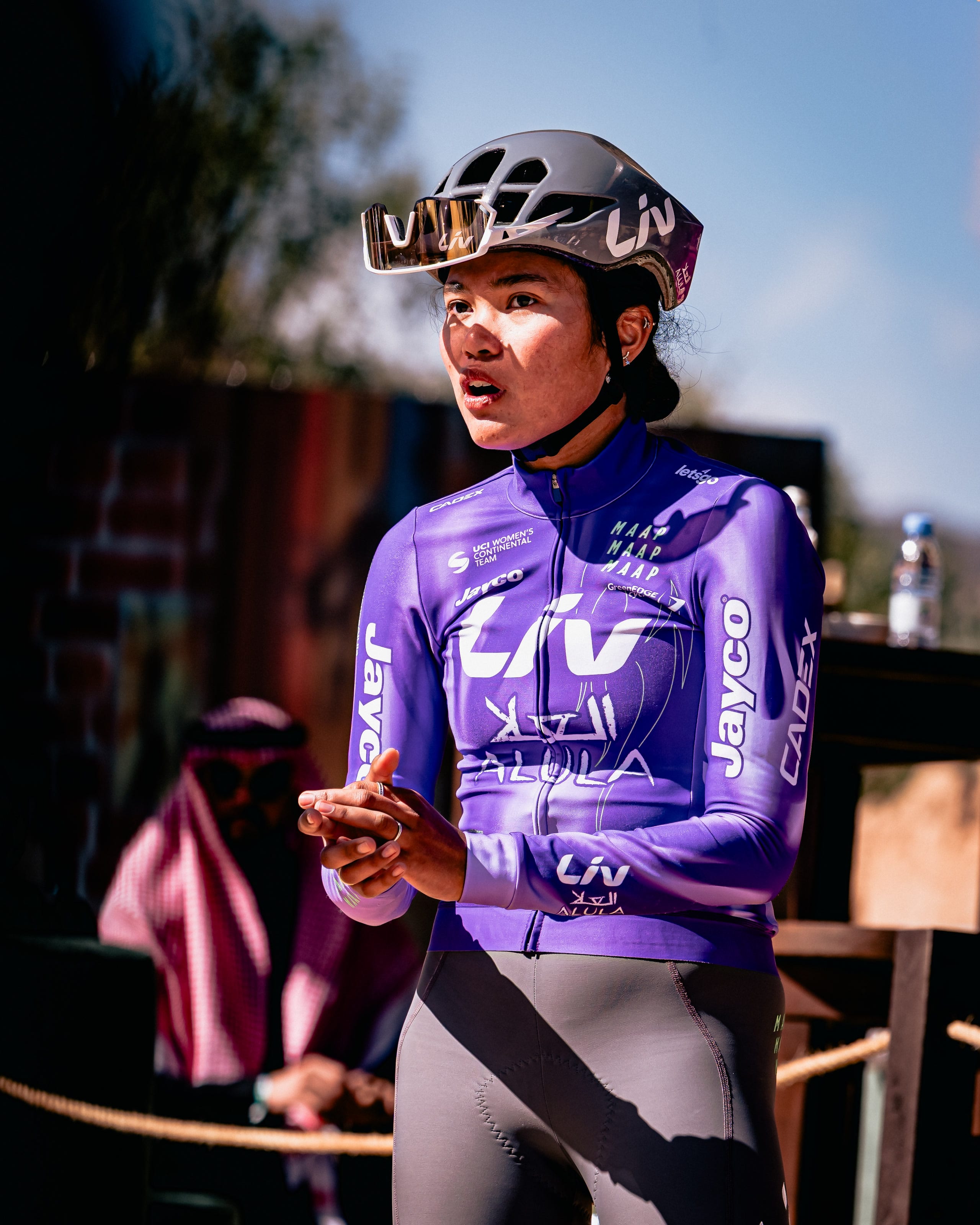 Moroj Adil in team kit before a race
